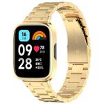 For Redmi Watch 3 Lite / Watch 3 Active 2 in 1 Three-bead Metal Watch Band with Watch Frame(Gold)