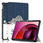 For Lenovo Tab M10 5G 10.6 3-folding Magnetic Buckle Coloured Drawing Leather Smart Tablet Case(Lazy Cat)