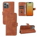 For iPhone 15 Pro Max Skin Feel Magnetic Flip Leather Phone Case(Brown)