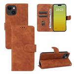 For iPhone 15 Plus Skin Feel Magnetic Flip Leather Phone Case(Brown)