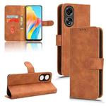 For OPPO A58 4G Skin Feel Magnetic Flip Leather Phone Case(Brown)