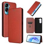 For Honor 90 Lite / X50i Carbon Fiber Texture Flip Leather Phone Case(Brown)
