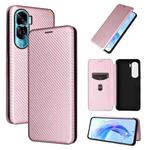 For Honor 90 Lite / X50i Carbon Fiber Texture Flip Leather Phone Case(Pink)