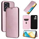 For Honor 90 GT Carbon Fiber Texture Flip Leather Phone Case(Pink)