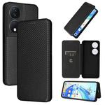 For Honor X7b Carbon Fiber Texture Flip Leather Phone Case(Black)