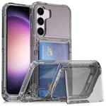 For Samsung Galaxy S23 5G Crystal Clear Flip Card Slot Phone Case(Transparent Black)