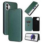 For Nothing Phone 2 Carbon Fiber Texture Flip Leather Phone Case(Green)