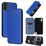 For Nothing CMF Phone 1 Carbon Fiber Texture Flip Leather Phone Case(Blue)