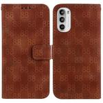 For Motorola Moto G62 5G Double 8-shaped Embossed Leather Phone Case(Brown)