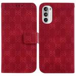 For Motorola Moto G52J JP Version Double 8-shaped Embossed Leather Phone Case(Red)