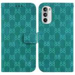 For Motorola Moto G52 Double 8-shaped Embossed Leather Phone Case(Green)