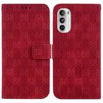 For Motorola Moto G52 Double 8-shaped Embossed Leather Phone Case(Red)