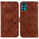 For Motorola Moto G22 Double 8-shaped Embossed Leather Phone Case(Brown)