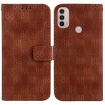 For Motorola Moto E20 / E30 / E40 Double 8-shaped Embossed Leather Phone Case(Brown)
