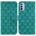 For Motorola Moto G51 Double 8-shaped Embossed Leather Phone Case(Green)