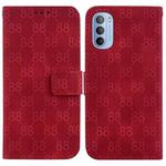 For Motorola Moto G51 Double 8-shaped Embossed Leather Phone Case(Red)