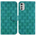 For Motorola Moto E32 Double 8-shaped Embossed Leather Phone Case(Green)