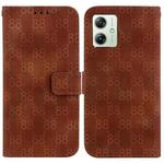 For Motorola Moto G54 Double 8-shaped Embossed Leather Phone Case(Brown)