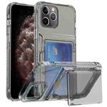 For iPhone 11 Pro Max Crystal Clear Flip Card Slot Phone Case(Transparent Black)