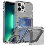 For iPhone 13 Pro Max Crystal Clear Flip Card Slot Phone Case(Transparent Black)