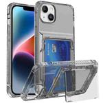 For iPhone 14 Plus Crystal Clear Flip Card Slot Phone Case(Transparent Black)