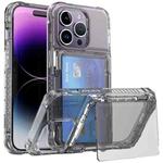 For iPhone 14 Pro Crystal Clear Flip Card Slot Phone Case(Transparent Black)