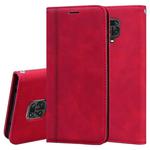 For Xiaomi Redmi Note 9S Frosted Business Magnetic Horizontal Flip PU Leather Case with Holder & Card Slot & Lanyard(Red)