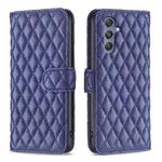 For Samsung Galaxy M34 5G Diamond Lattice Wallet Flip Leather Phone Case(Blue)