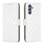 For Samsung Galaxy M34 5G Diamond Lattice Wallet Flip Leather Phone Case(White)