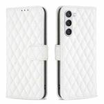 For Samsung Galaxy S24 5G Diamond Lattice Wallet Flip Leather Phone Case(White)