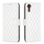 For Samsung Galaxy Xcover 7 Diamond Lattice Wallet Flip Leather Phone Case(White)