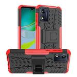 For Motorola Moto E13 Tire Texture TPU + PC Phone Case with Holder(Red)