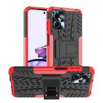 For Motorola Moto G53 Tire Texture TPU + PC Phone Case with Holder(Red)