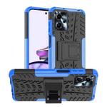 For Motorola Moto G53 Tire Texture TPU + PC Phone Case with Holder(Blue)