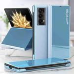 For Honor Magic V2 Electroplated Mirror Protective Phone Case with Holder(Blue)