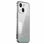 For iPhone 14 Stainless Steel Frame Transparent TPU Phone Case(Silver)