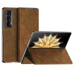 For Honor Magic V2 Celebrity Series Napa Texture Shockproof Phone Leather Case(Brown)