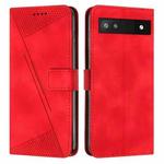 For Google Pixel 6a Dream Triangle Leather Phone Case with Lanyard(Red)
