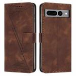 For Google Pixel 7 Pro Dream Triangle Leather Phone Case with Lanyard(Brown)