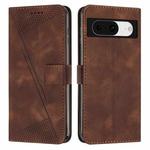 For Google Pixel 8 Dream Triangle Leather Phone Case with Lanyard(Brown)