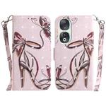 For Honor 90 3D Colored Horizontal Flip Leather Phone Case(Butterfly High-heeled)