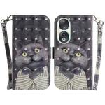 For Honor 90 3D Colored Horizontal Flip Leather Phone Case(Hug Cat)