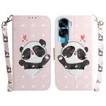 For Honor 90 Lite 3D Colored Horizontal Flip Leather Phone Case(Heart Panda)