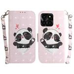 For Honor X6a 3D Colored Horizontal Flip Leather Phone Case(Heart Panda)