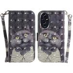 For Honor 200 3D Colored Horizontal Flip Leather Phone Case(Hug Cat)