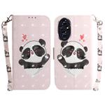 For Honor 200 3D Colored Horizontal Flip Leather Phone Case(Heart Panda)