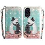For Honor 200 3D Colored Horizontal Flip Leather Phone Case(Black White Cat)