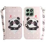 For Honor X6b 3D Colored Horizontal Flip Leather Phone Case(Heart Panda)