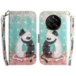 For Honor Magic7 3D Colored Horizontal Flip Leather Phone Case(Black White Cat)