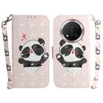 For Honor X9c 3D Colored Horizontal Flip Leather Phone Case(Heart Panda)